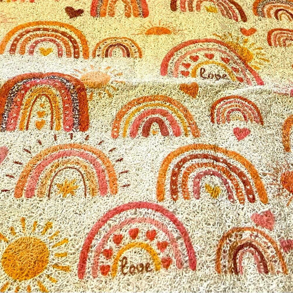 PVC Loofah Style Bath Mat Rainbow Motif 24” x 24”